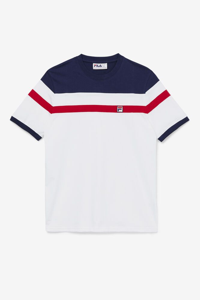 Fila T-Shirt Mens White Sten - Ireland 35870-AOIU